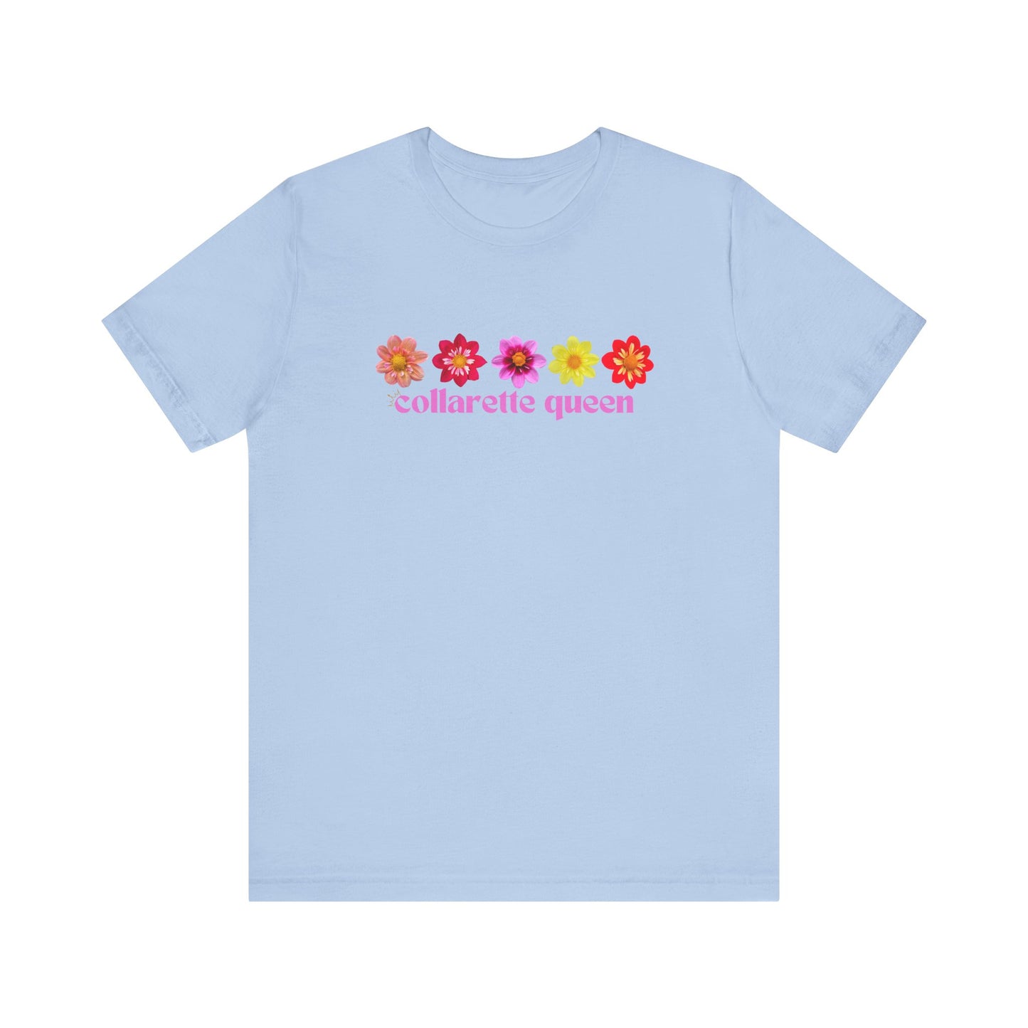 Floral Dahlia Collarette Queen Tee, Vibrant Unisex T-Shirt for Spring, Summer Outfits, Gifts for Plant Lovers, Casual Wear, Everyday Style