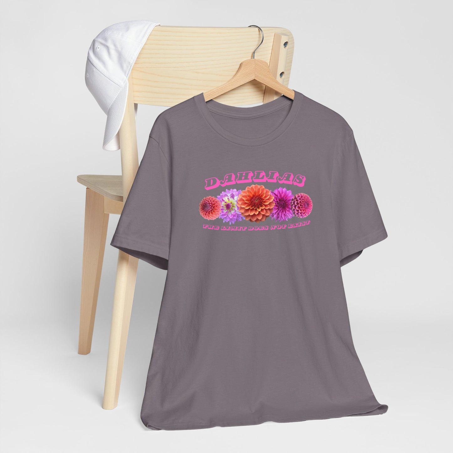 Vibrant Floral Dahlia Tee - Unisex Jersey Short Sleeve T-Shirt for Garden Lovers "Dahlias The Limit Does Not Exist"