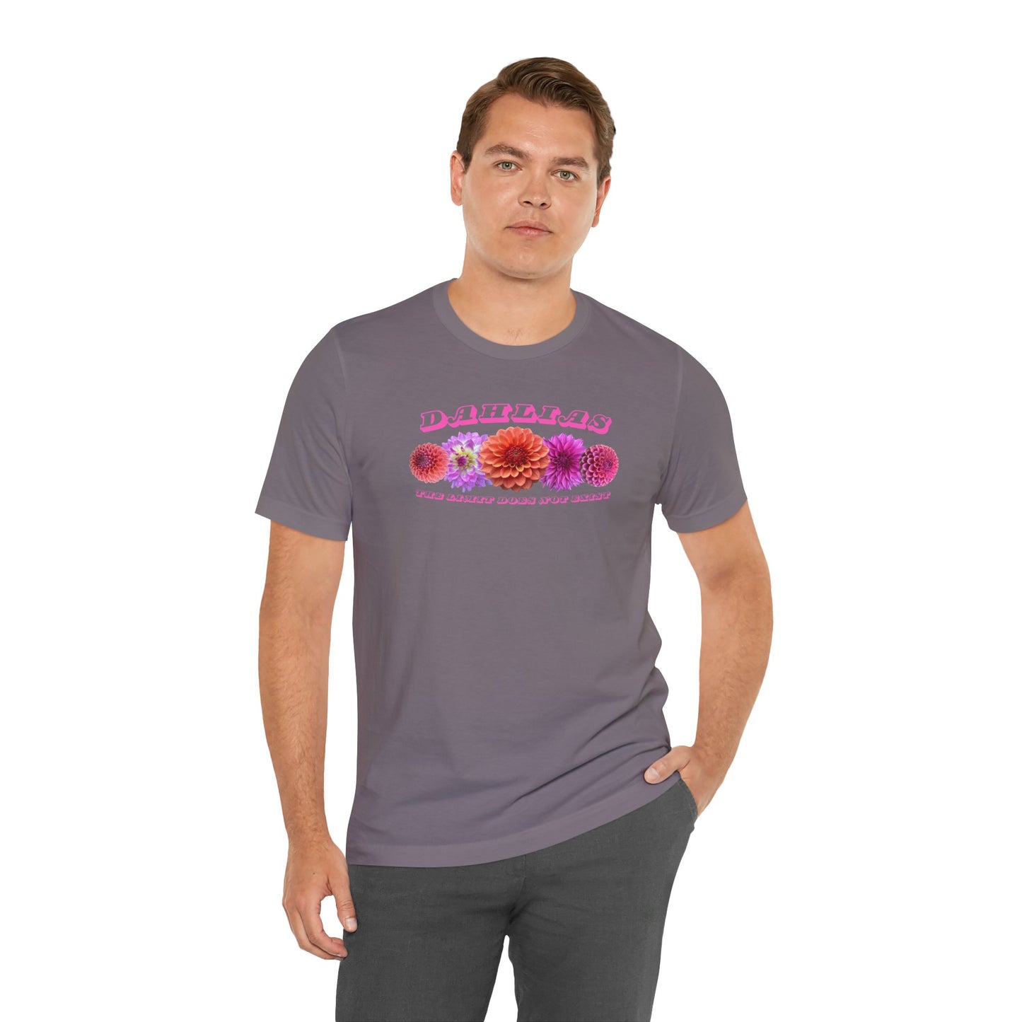Vibrant Floral Dahlia Tee - Unisex Jersey Short Sleeve T-Shirt for Garden Lovers "Dahlias The Limit Does Not Exist"