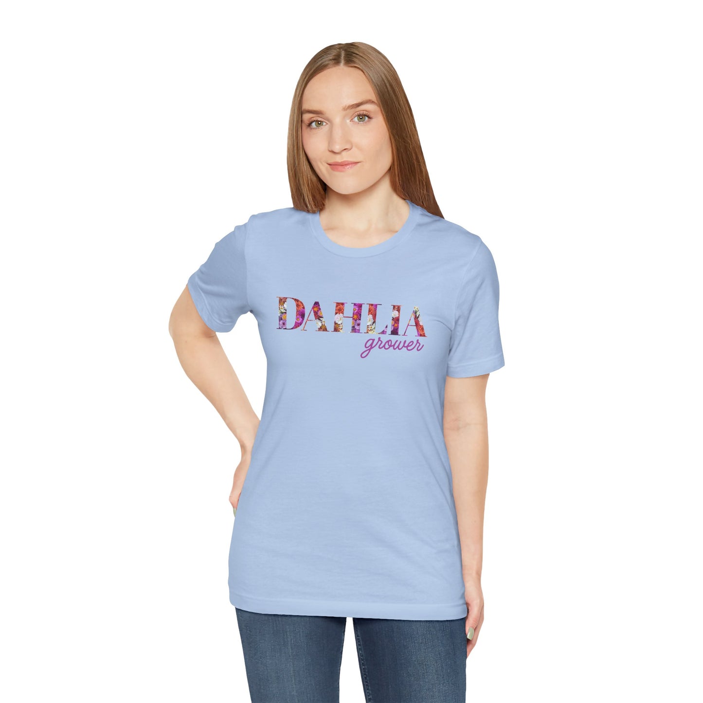 Dahlia Grower Unisex Tee, Floral Graphic Shirt, Gardening Gift, Spring Style T-Shirt, Nature Lover Apparel, Gifts for Gardeners