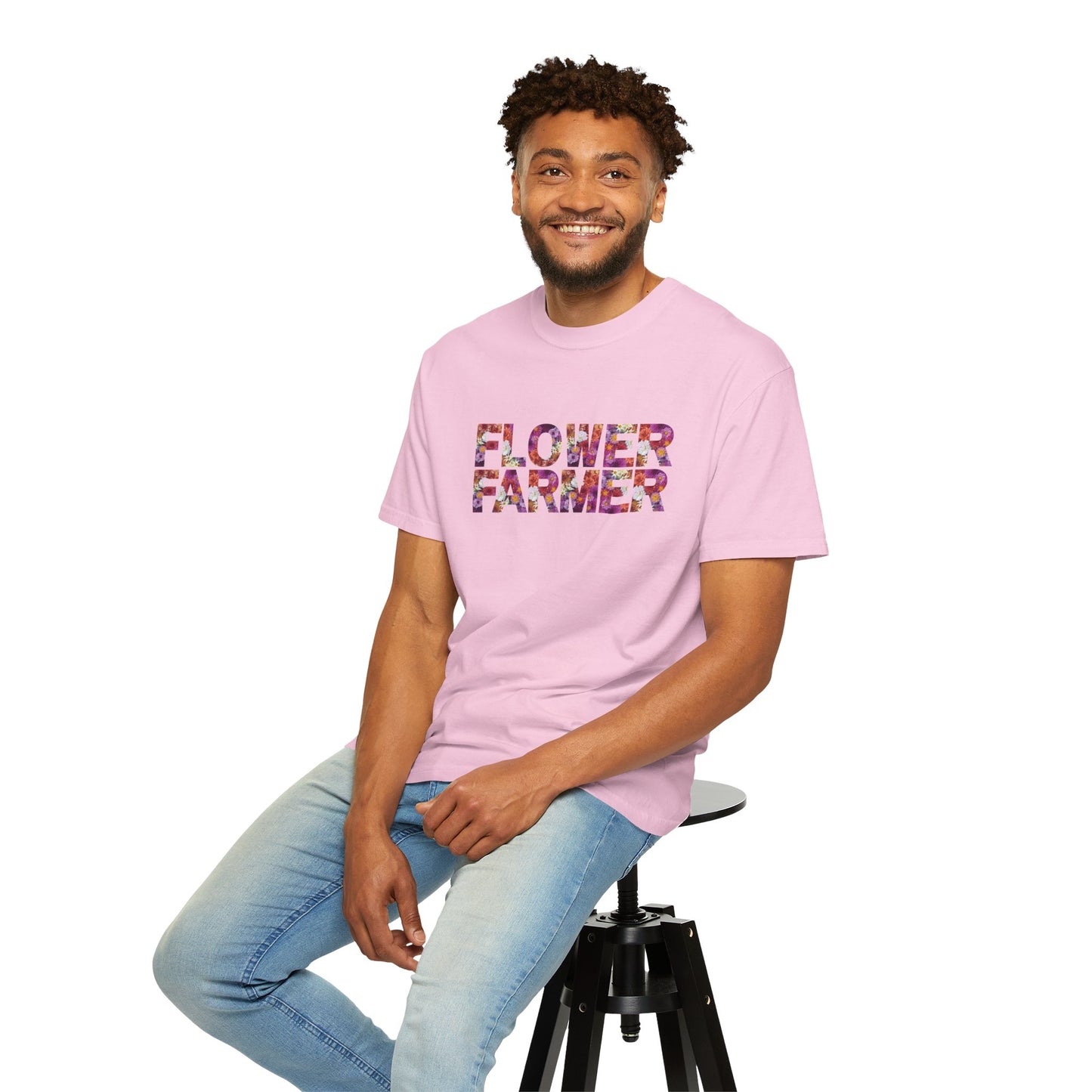 Dahlia Flower Farmer T-shirt, Unisex Garment-Dyed Tee