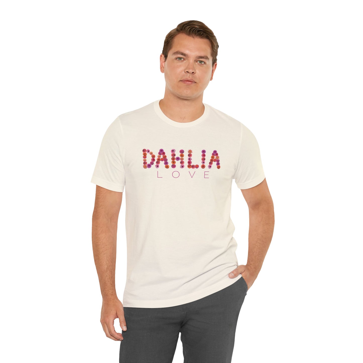 Dahlia Love Tee - Floral Graphic T-Shirt, Unisex Apparel, Casual Wear, Gift for Her, Spring Fashion