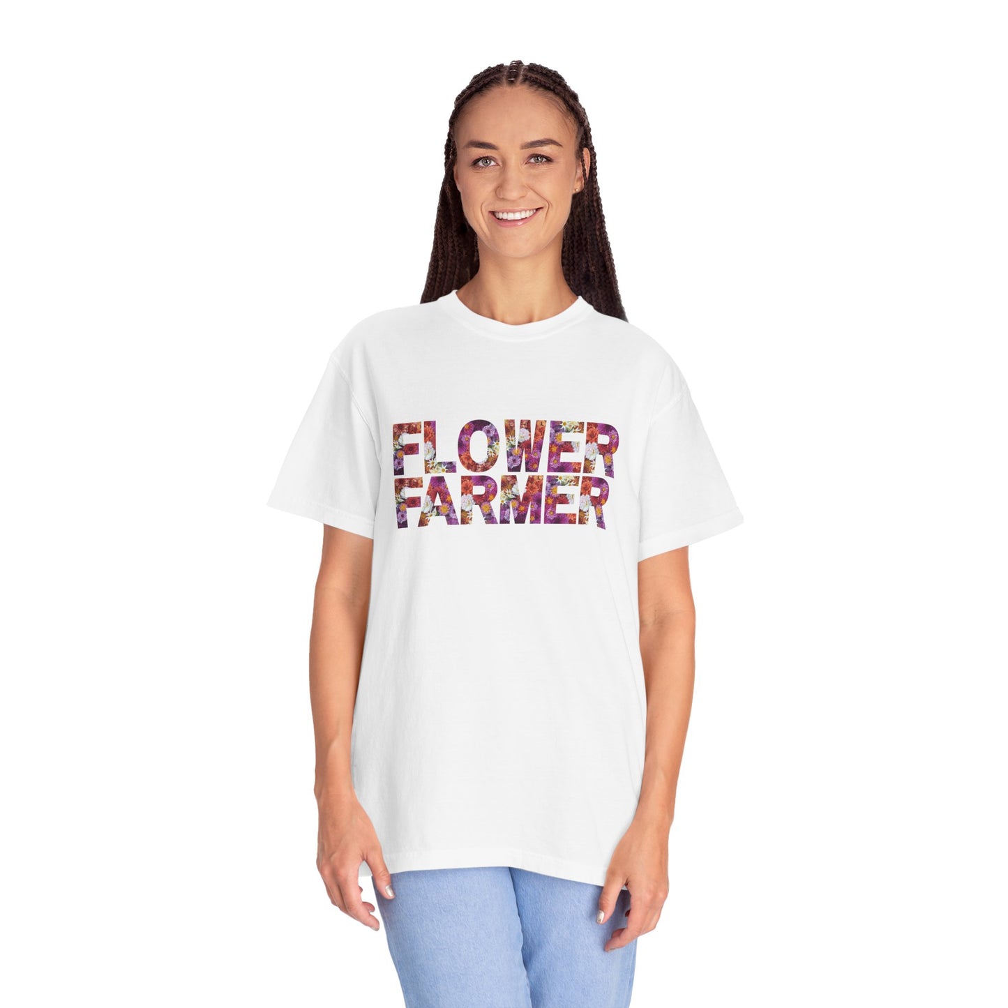 Dahlia Flower Farmer T-shirt, Unisex Garment-Dyed Tee