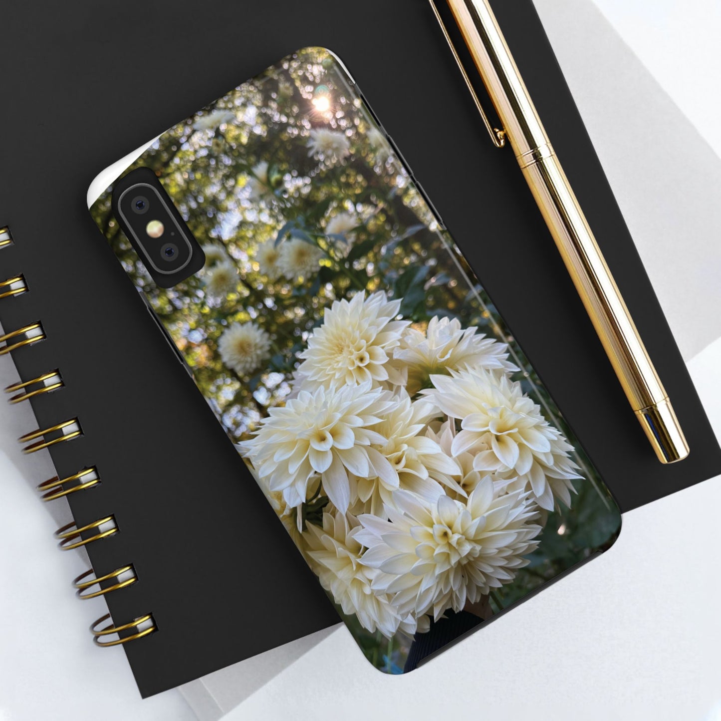 Floral Tough Phone Case - Durable Protection with Cafe au Lait Dahlia Design