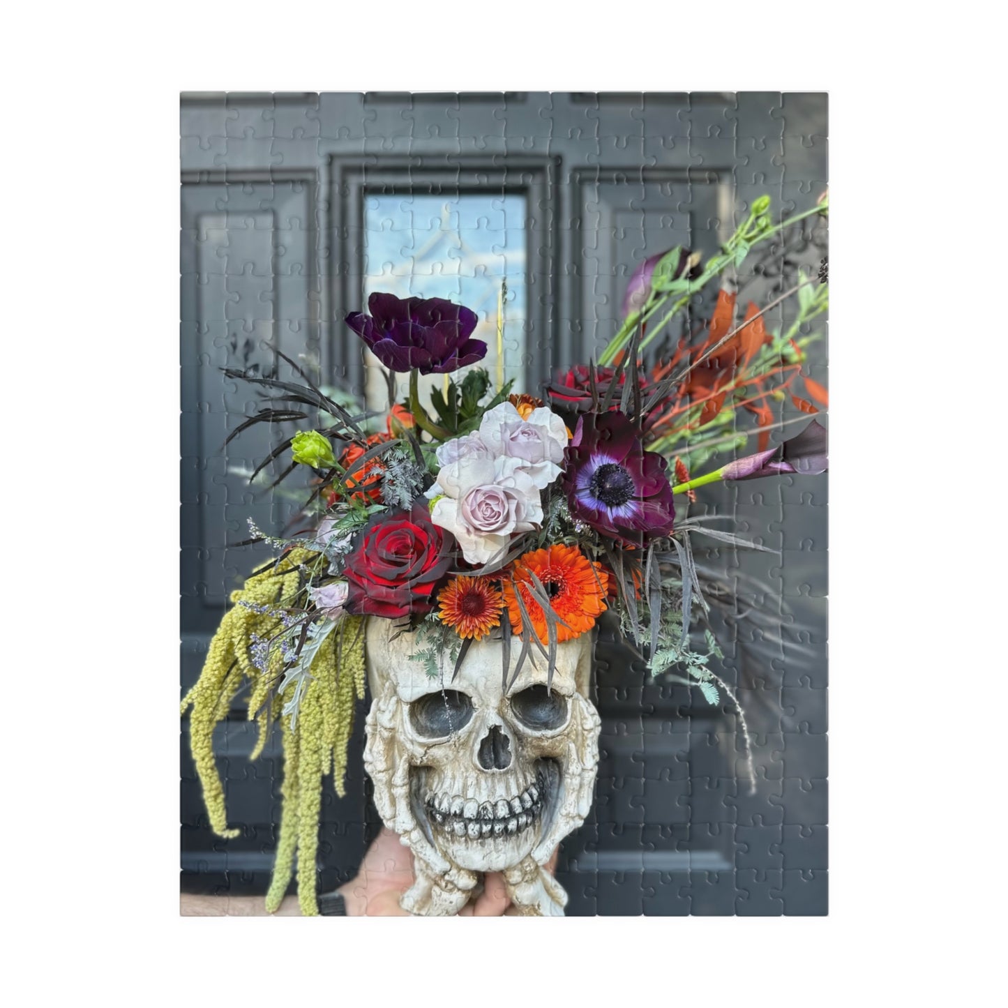 Floral Skull Halloween-themed Puzzle (110, 252, 520, 1014-piece) - Perfect for Relaxation and Spooky Family Bonding