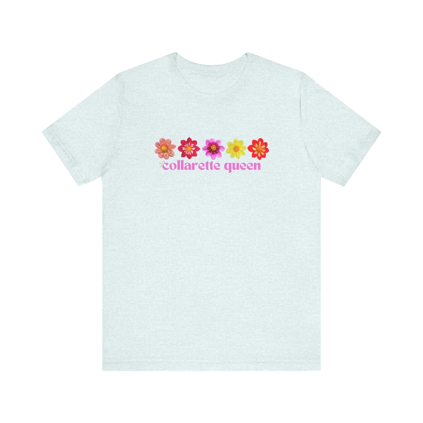 Floral Dahlia Collarette Queen Tee, Vibrant Unisex T-Shirt for Spring, Summer Outfits, Gifts for Plant Lovers, Casual Wear, Everyday Style