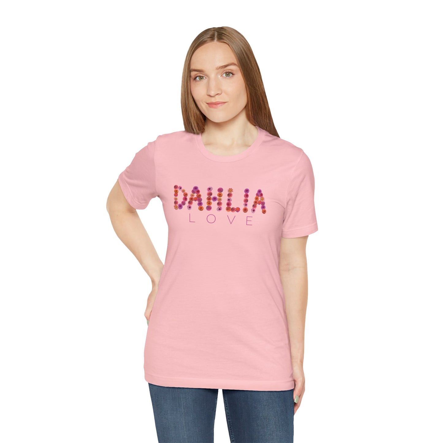 Dahlia Love Tee - Floral Graphic T-Shirt, Unisex Apparel, Casual Wear, Gift for Her, Spring Fashion