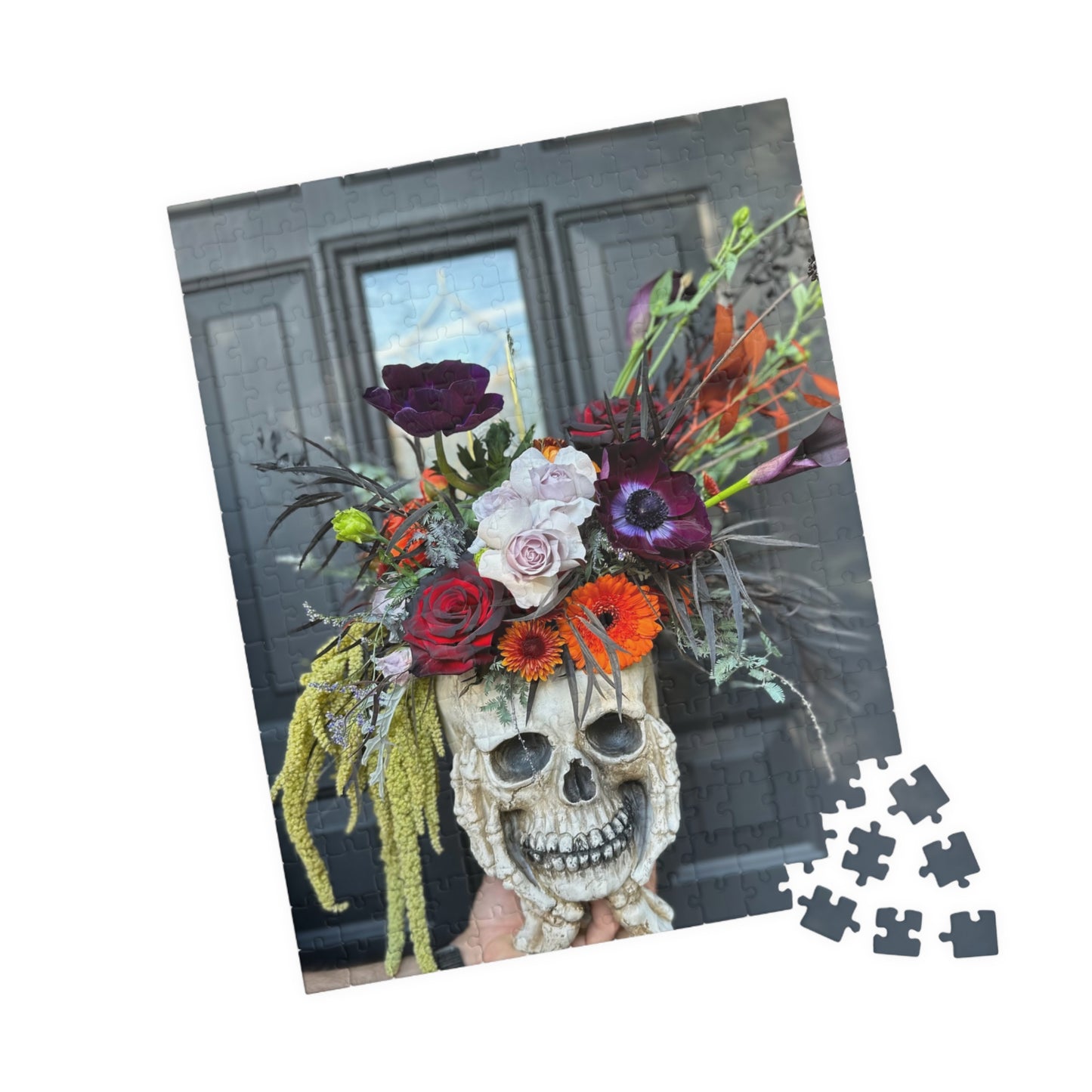 Floral Skull Halloween-themed Puzzle (110, 252, 520, 1014-piece) - Perfect for Relaxation and Spooky Family Bonding