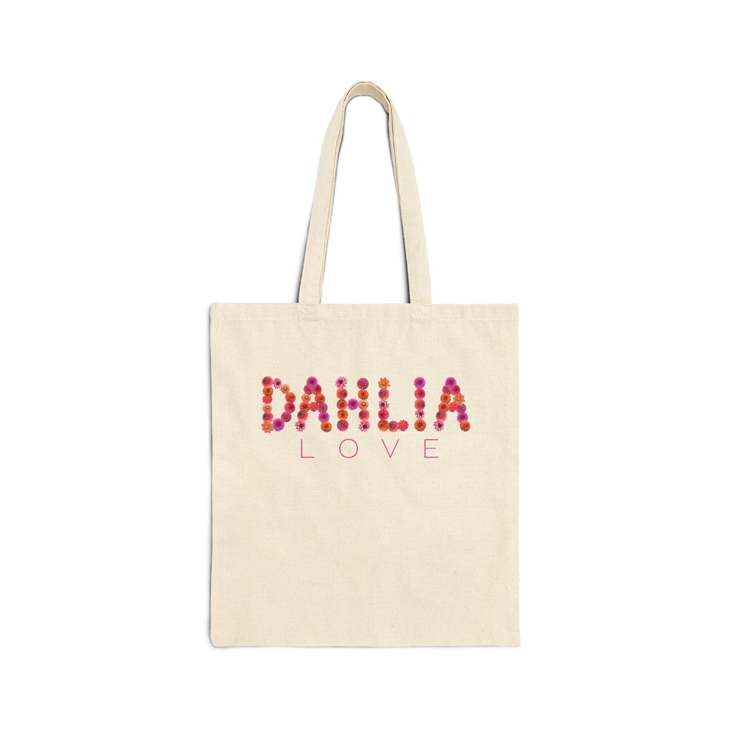 Dahlia Love Tote Bag, Eco-Friendly Cotton Tote, Floral Chic Bag, Perfect for Gardening, Shopping, Birthday, Mother's Day