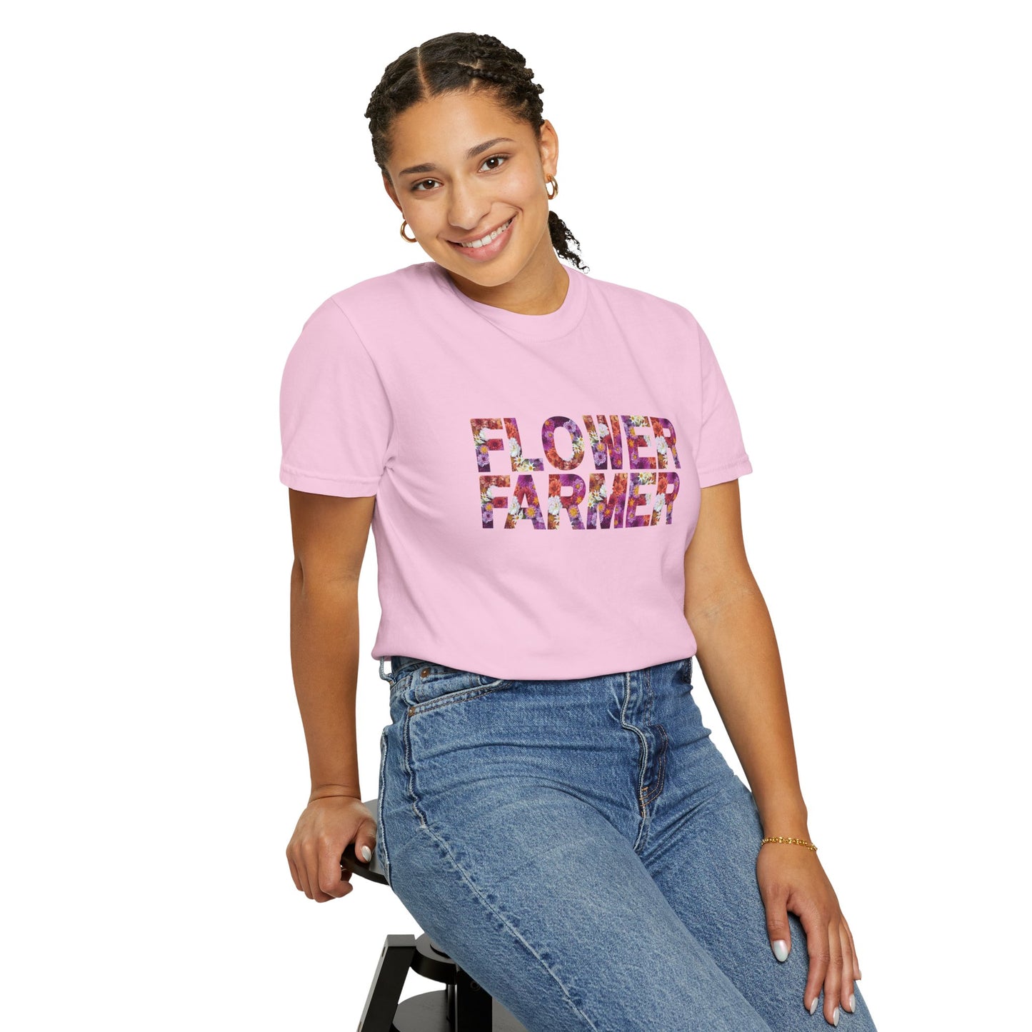 Dahlia Flower Farmer T-shirt, Unisex Garment-Dyed Tee