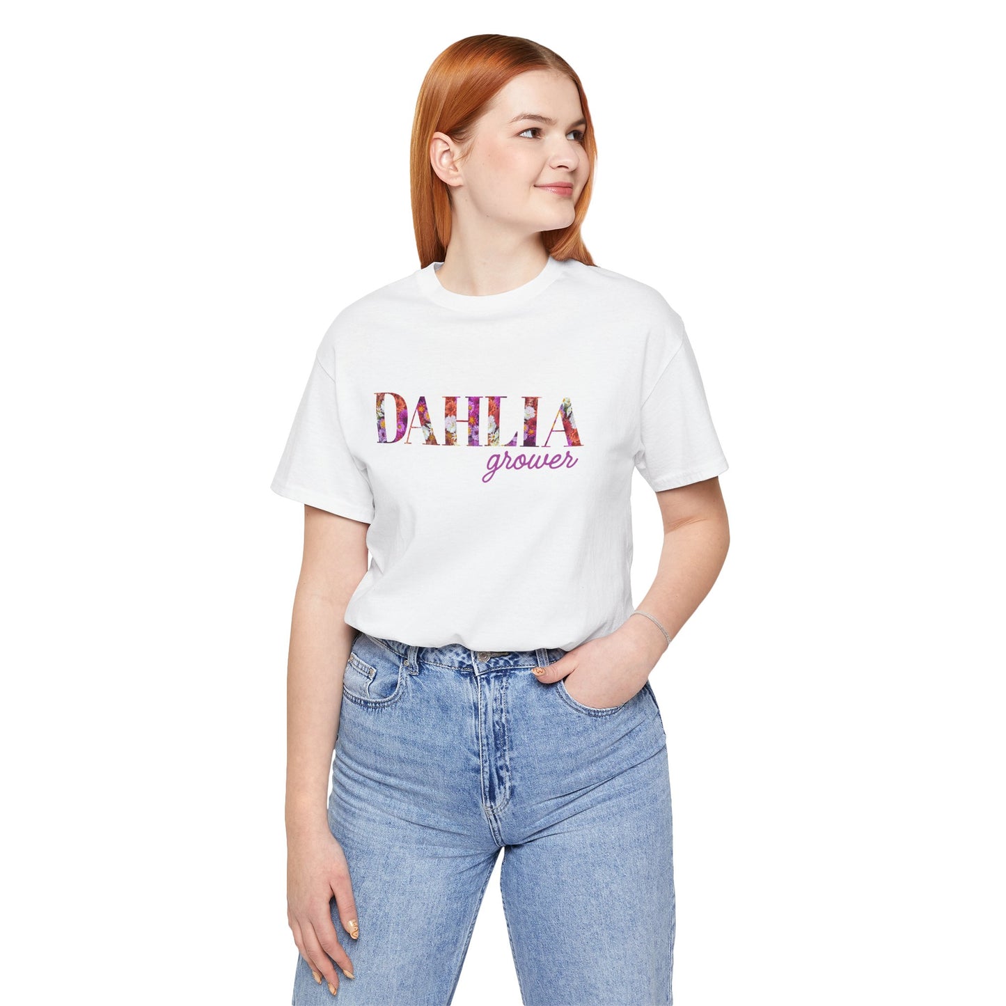 Dahlia Grower Unisex Tee, Floral Graphic Shirt, Gardening Gift, Spring Style T-Shirt, Nature Lover Apparel, Gifts for Gardeners