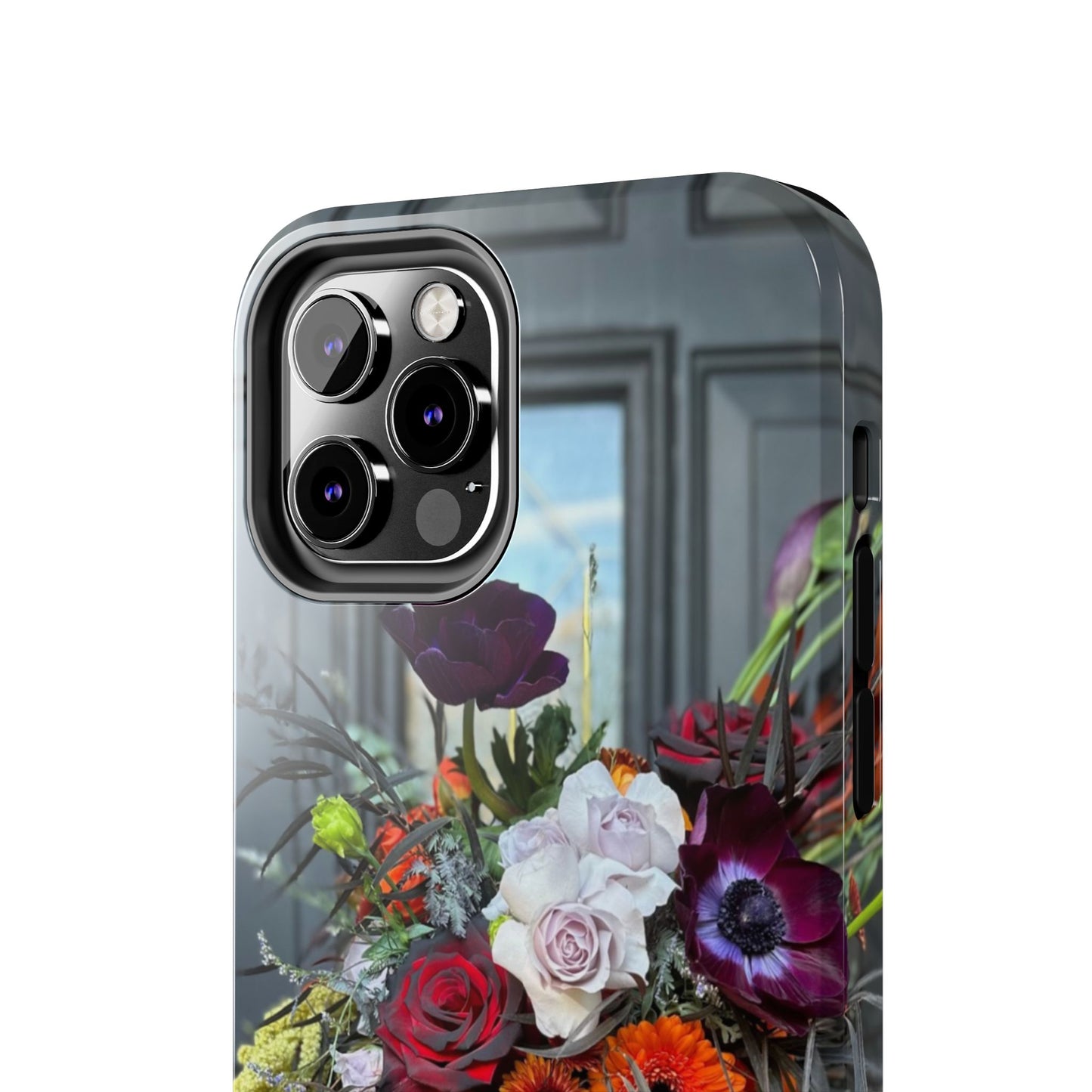 Floral Skull Tough Phone Case - Durable Protection with Pink Dahlia Design