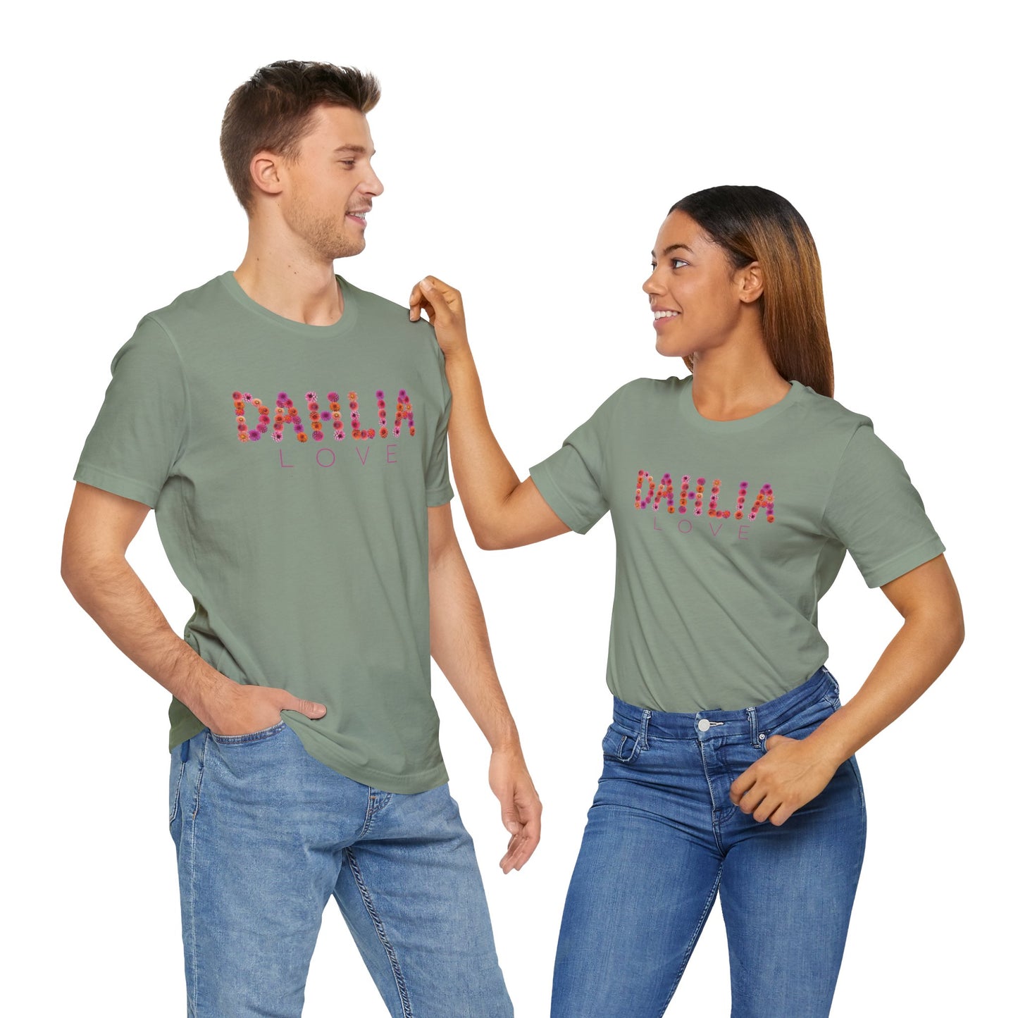 Dahlia Love Tee - Floral Graphic T-Shirt, Unisex Apparel, Casual Wear, Gift for Her, Spring Fashion