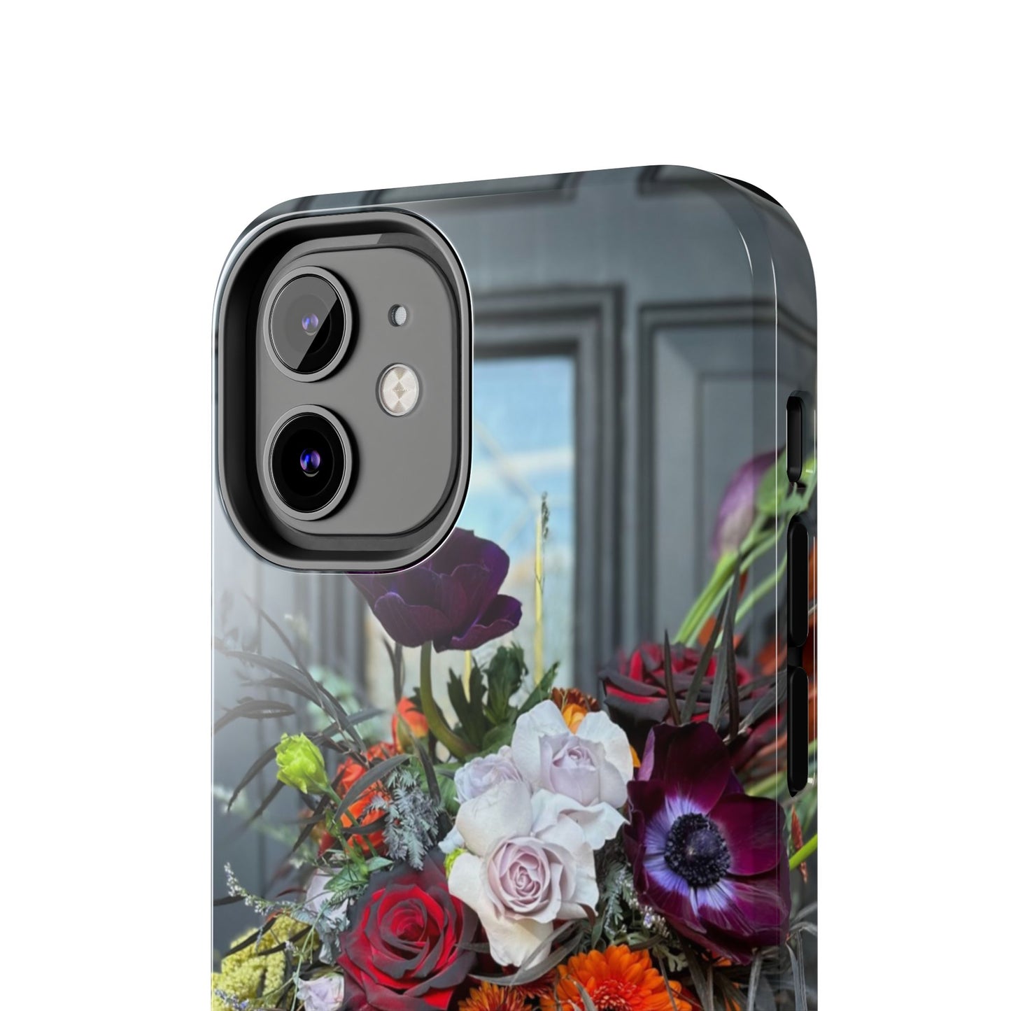 Floral Skull Tough Phone Case - Durable Protection with Pink Dahlia Design