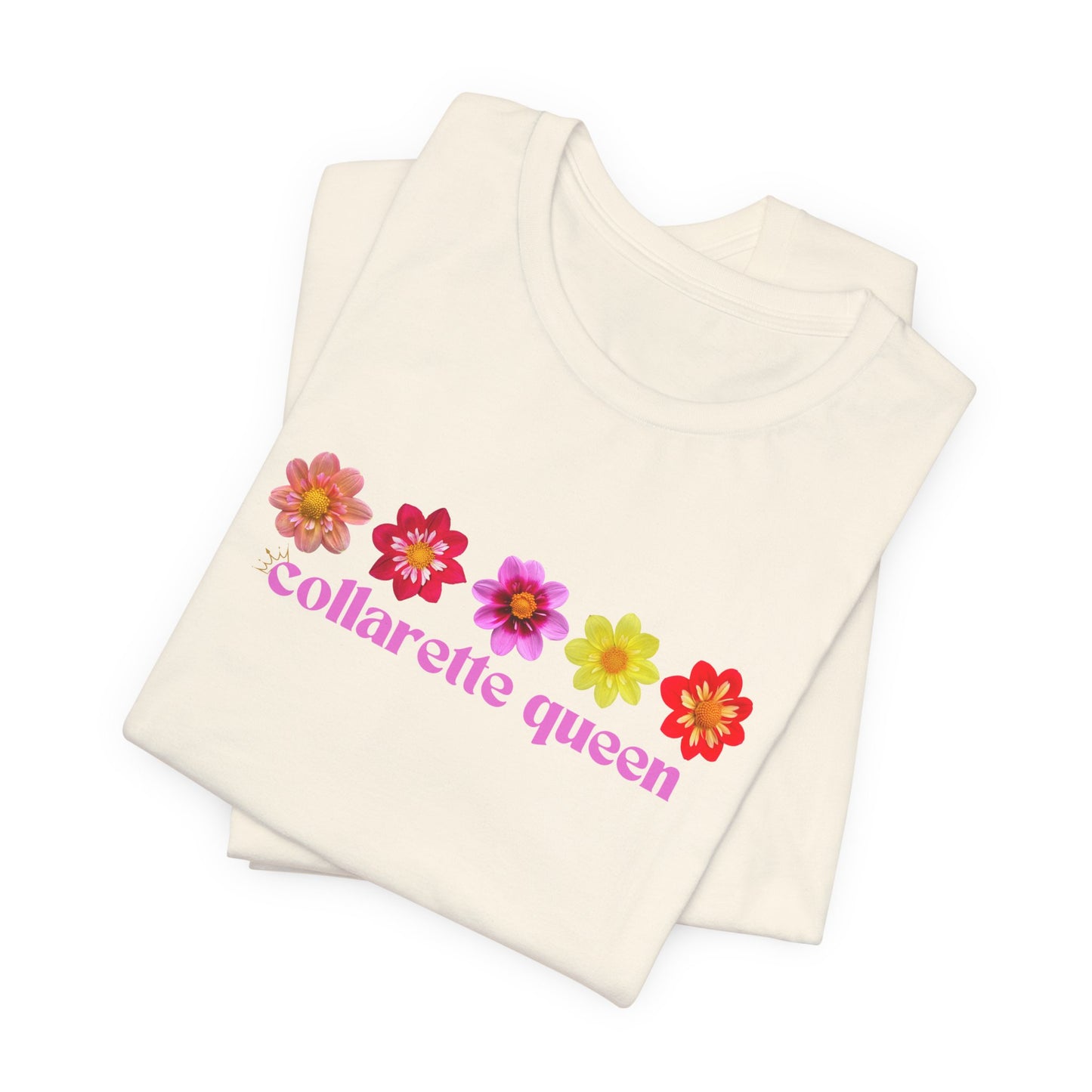 Floral Dahlia Collarette Queen Tee, Vibrant Unisex T-Shirt for Spring, Summer Outfits, Gifts for Plant Lovers, Casual Wear, Everyday Style