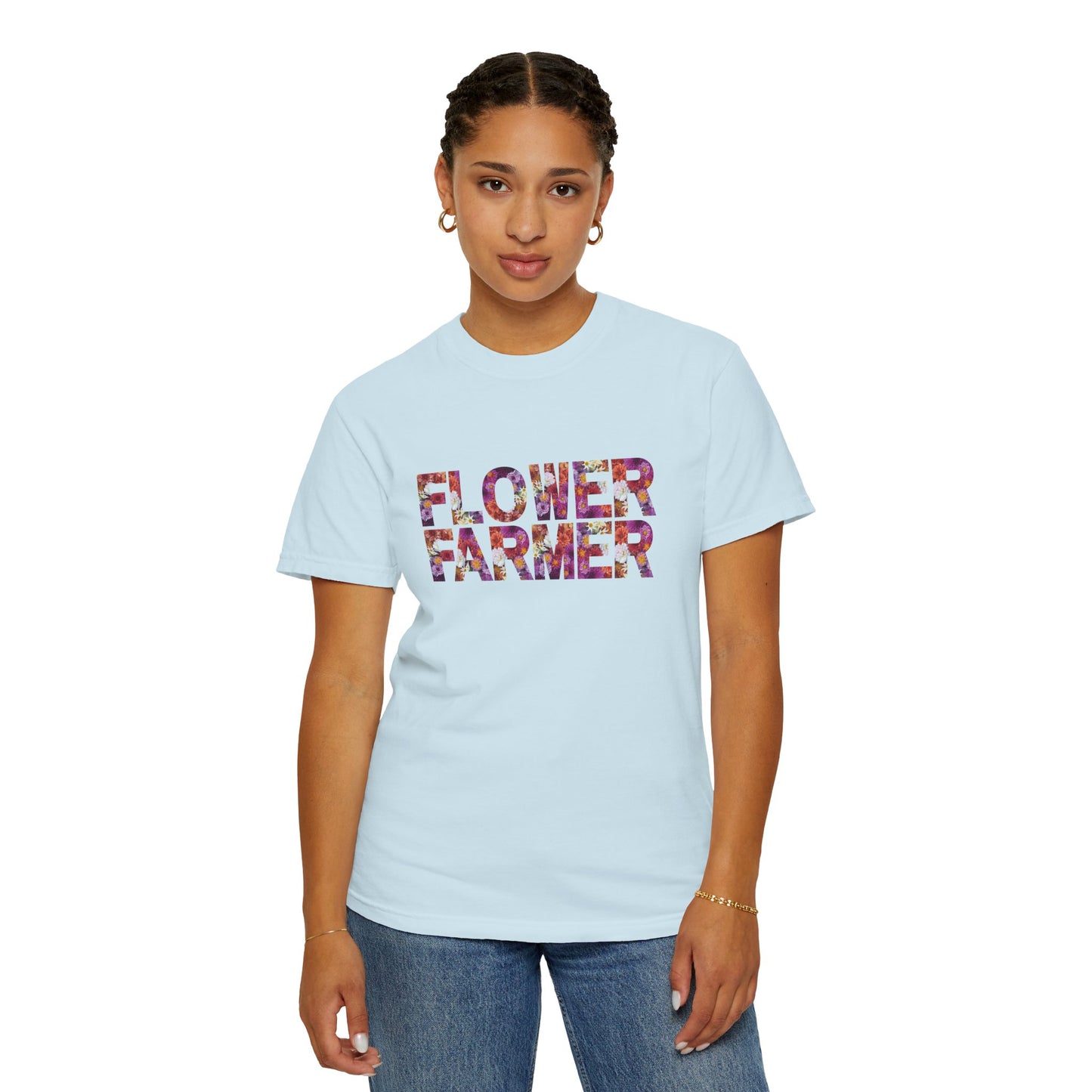 Dahlia Flower Farmer T-shirt, Unisex Garment-Dyed Tee