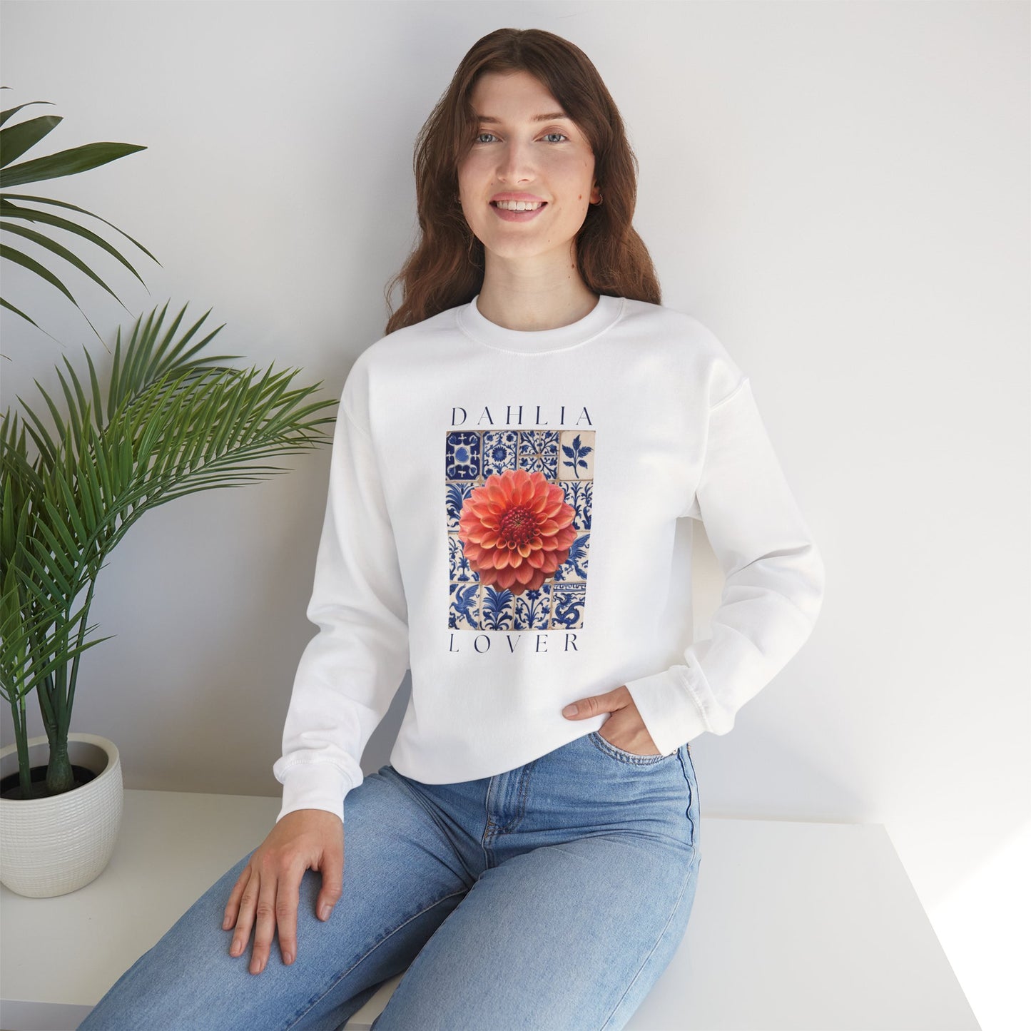 Dahlia Lover Sweatshirt, Floral Crewneck, Botanical Artwear