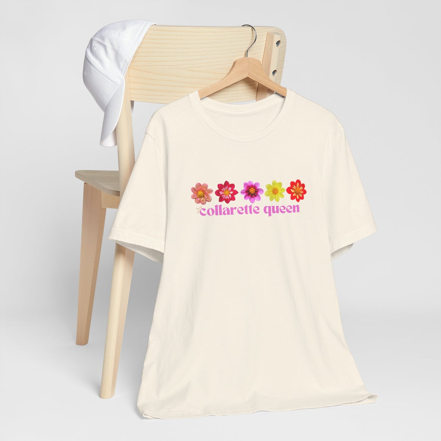 Floral Dahlia Collarette Queen Tee, Vibrant Unisex T-Shirt for Spring, Summer Outfits, Gifts for Plant Lovers, Casual Wear, Everyday Style