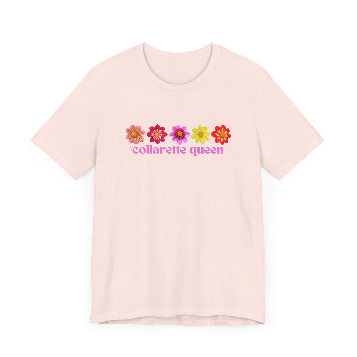 Floral Dahlia Collarette Queen Tee, Vibrant Unisex T-Shirt for Spring, Summer Outfits, Gifts for Plant Lovers, Casual Wear, Everyday Style