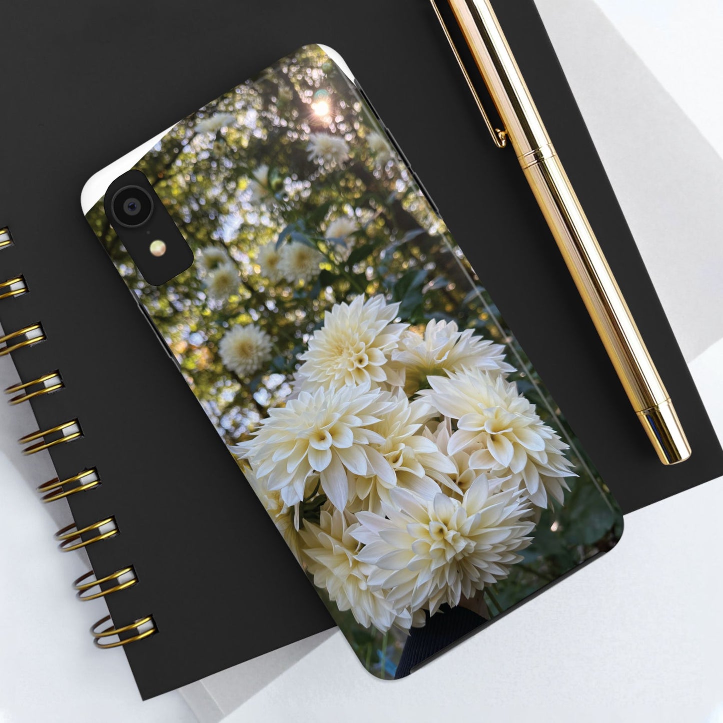 Floral Tough Phone Case - Durable Protection with Cafe au Lait Dahlia Design