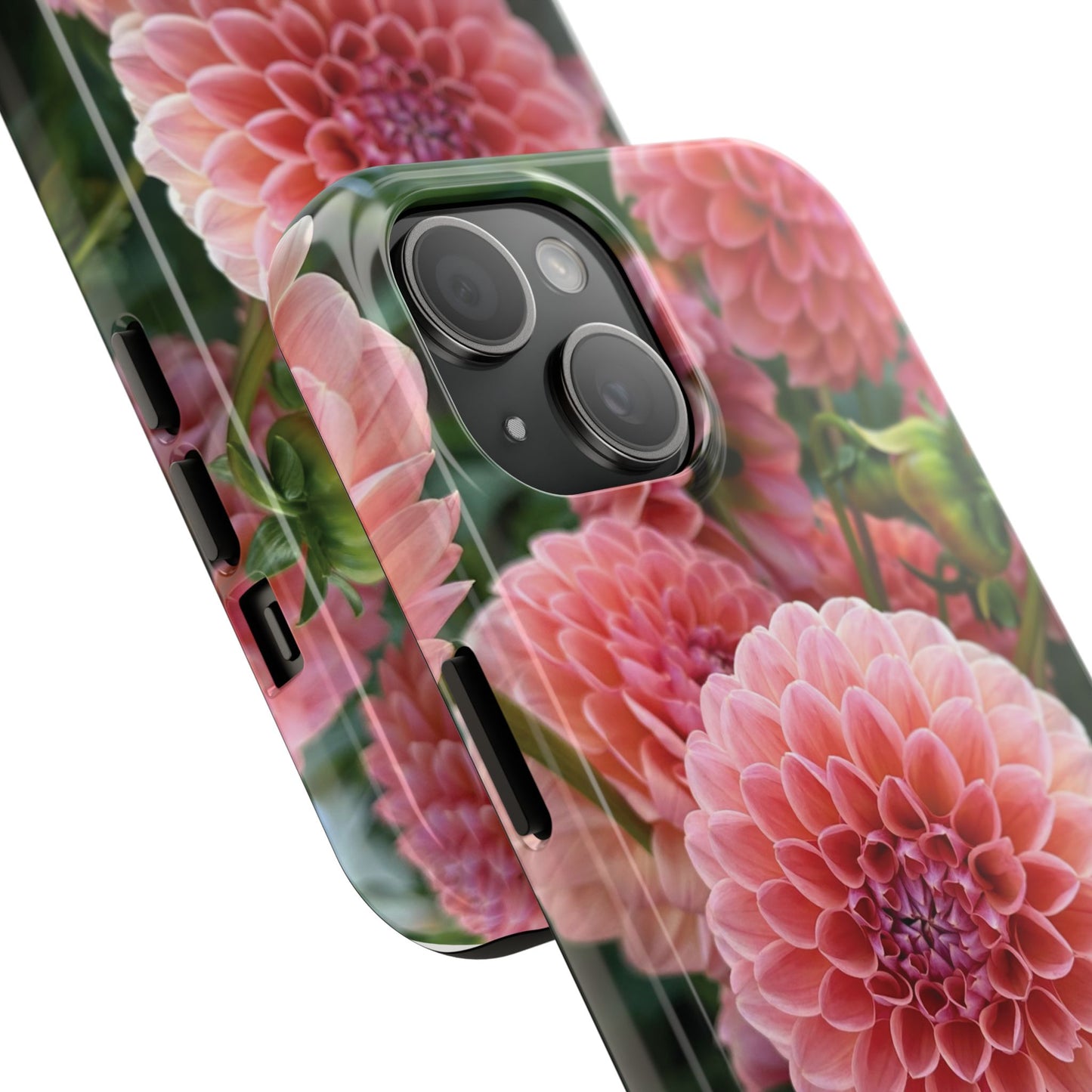 Floral Tough Phone Cases - Durable Protection with Pink Dahlia Design