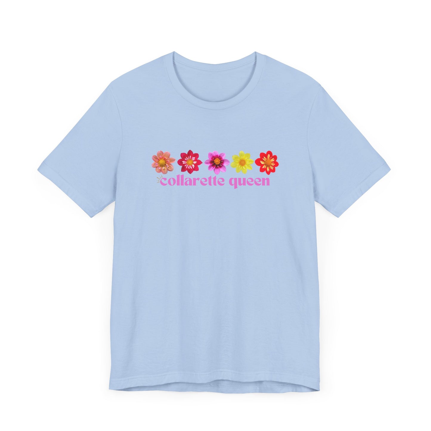 Floral Dahlia Collarette Queen Tee, Vibrant Unisex T-Shirt for Spring, Summer Outfits, Gifts for Plant Lovers, Casual Wear, Everyday Style