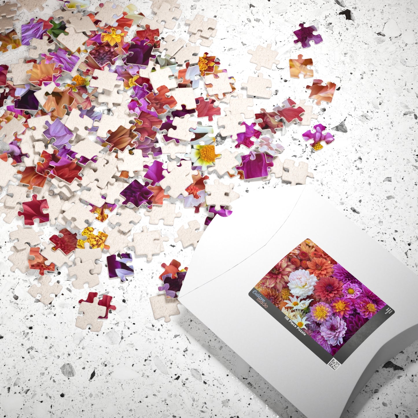 Dahlia Flatlay Floral-themed Puzzle (110, 252, 520, 1014-piece) - Perfect for Relaxation and Family Bonding