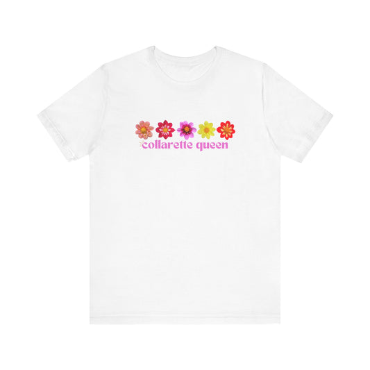Floral Dahlia Collarette Queen Tee, Vibrant Unisex T-Shirt for Spring, Summer Outfits, Gifts for Plant Lovers, Casual Wear, Everyday Style