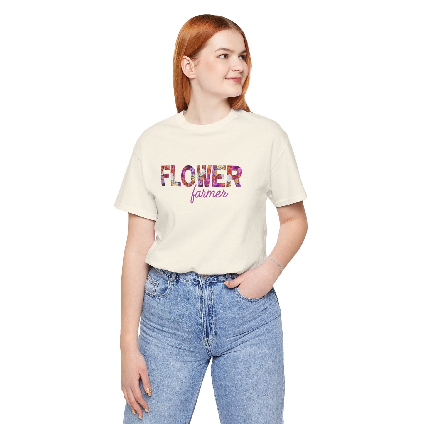 Dahlia Flower Farmer Unisex Tee, Floral Graphic Shirt, Gardening Gift, Spring Style T-Shirt, Nature Lover Apparel, Gifts for Gardeners