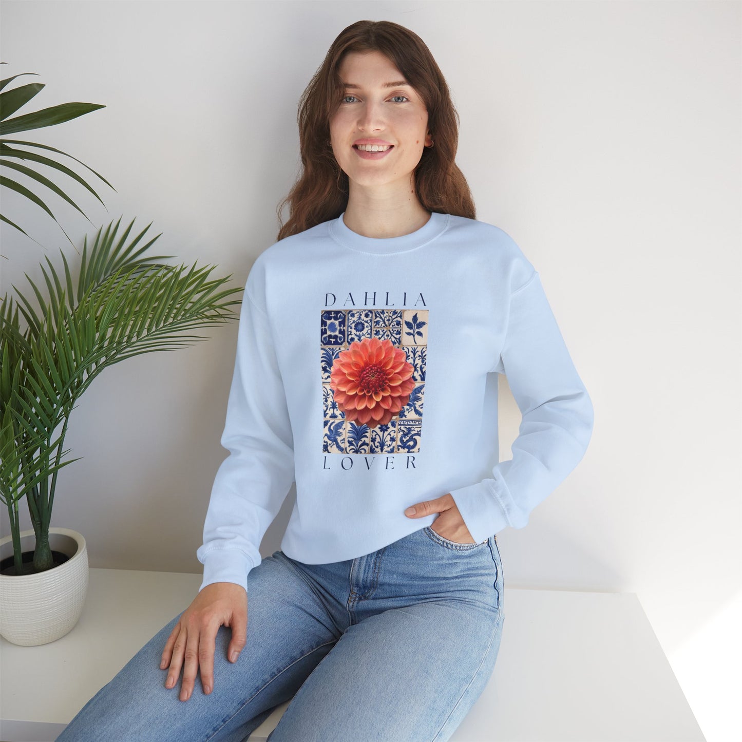 Dahlia Lover Sweatshirt, Floral Crewneck, Botanical Artwear