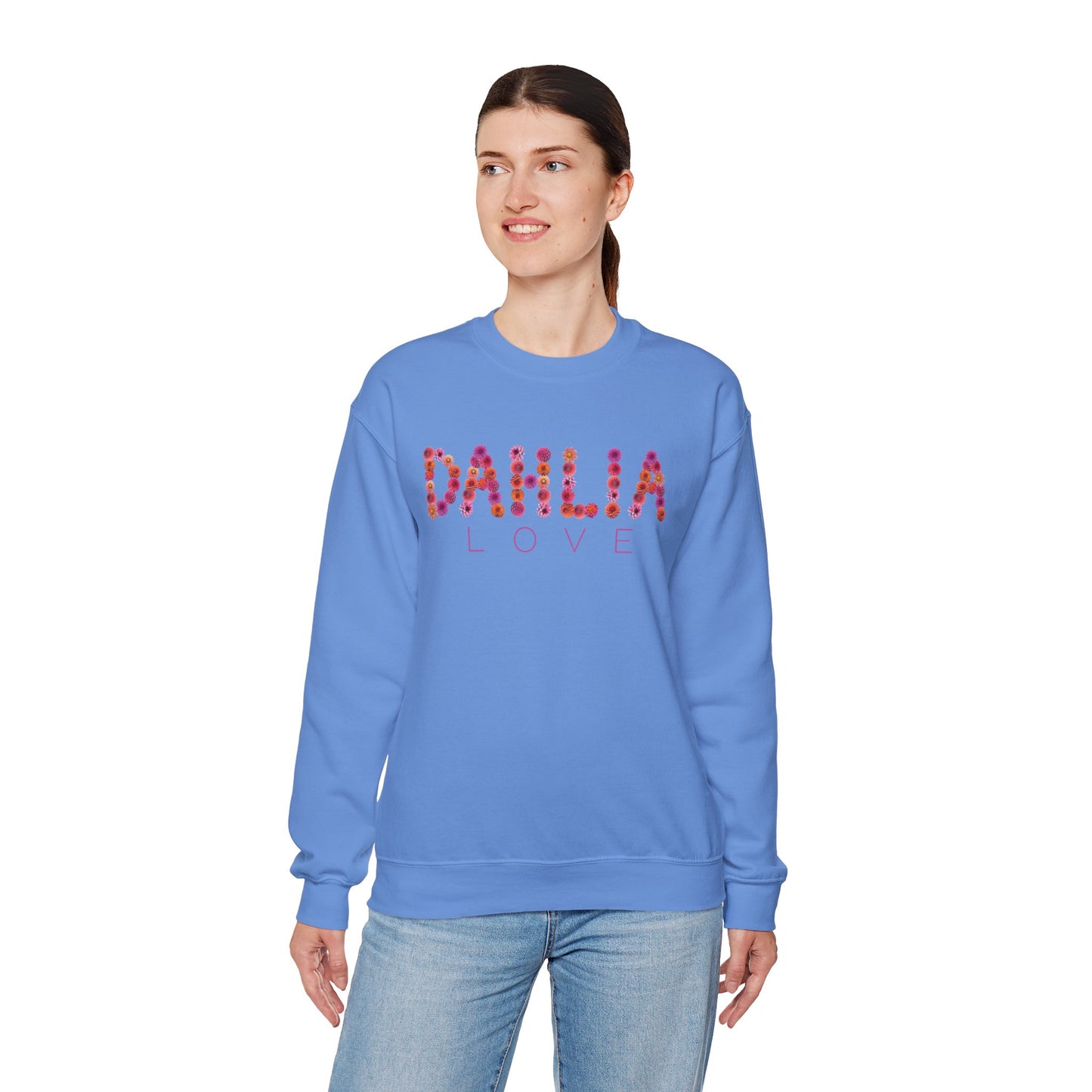 Dahlia Love Sweatshirt - Cozy Floral Crewneck for Spring, Perfect Gift for Flower Lovers, Everyday Casual Wear, Mother's Day, Birthday