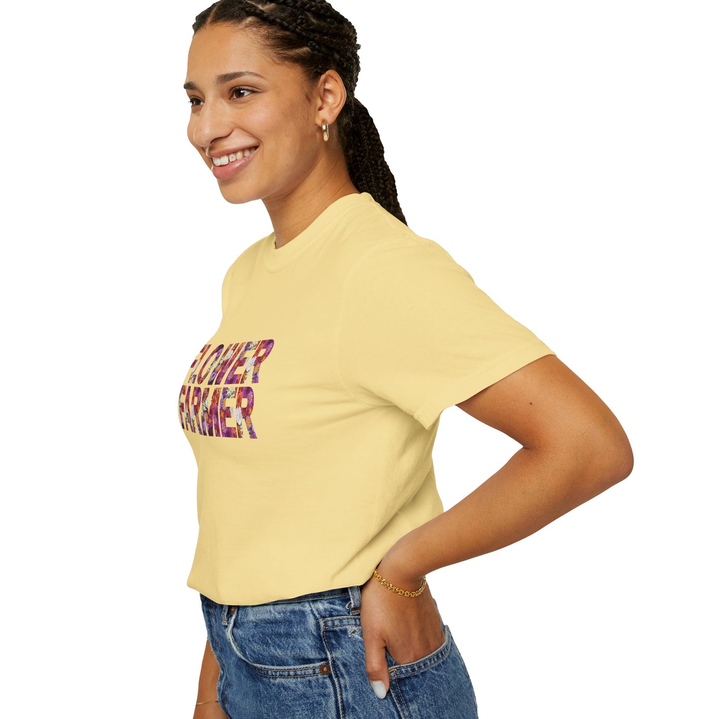 Dahlia Flower Farmer T-shirt, Unisex Garment-Dyed Tee