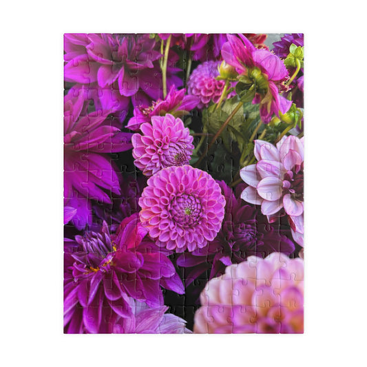 Purple Dahlia Flatlay Floral-themed Puzzle (110, 252, 520, 1014-piece) - Perfect for Relaxation and Family Bonding