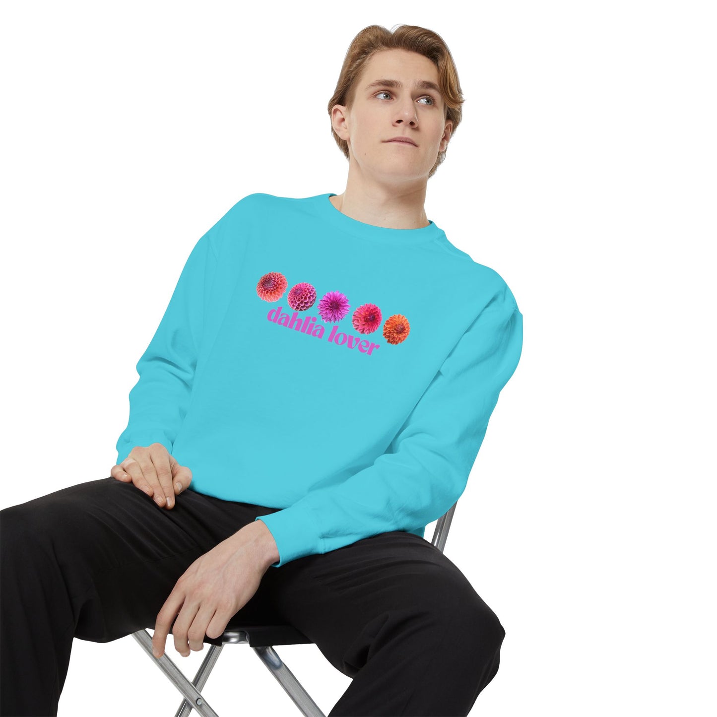 Dahlia Lover Sweatshirt - Cozy Unisex Garment-Dyed Crewneck, Perfect Gift