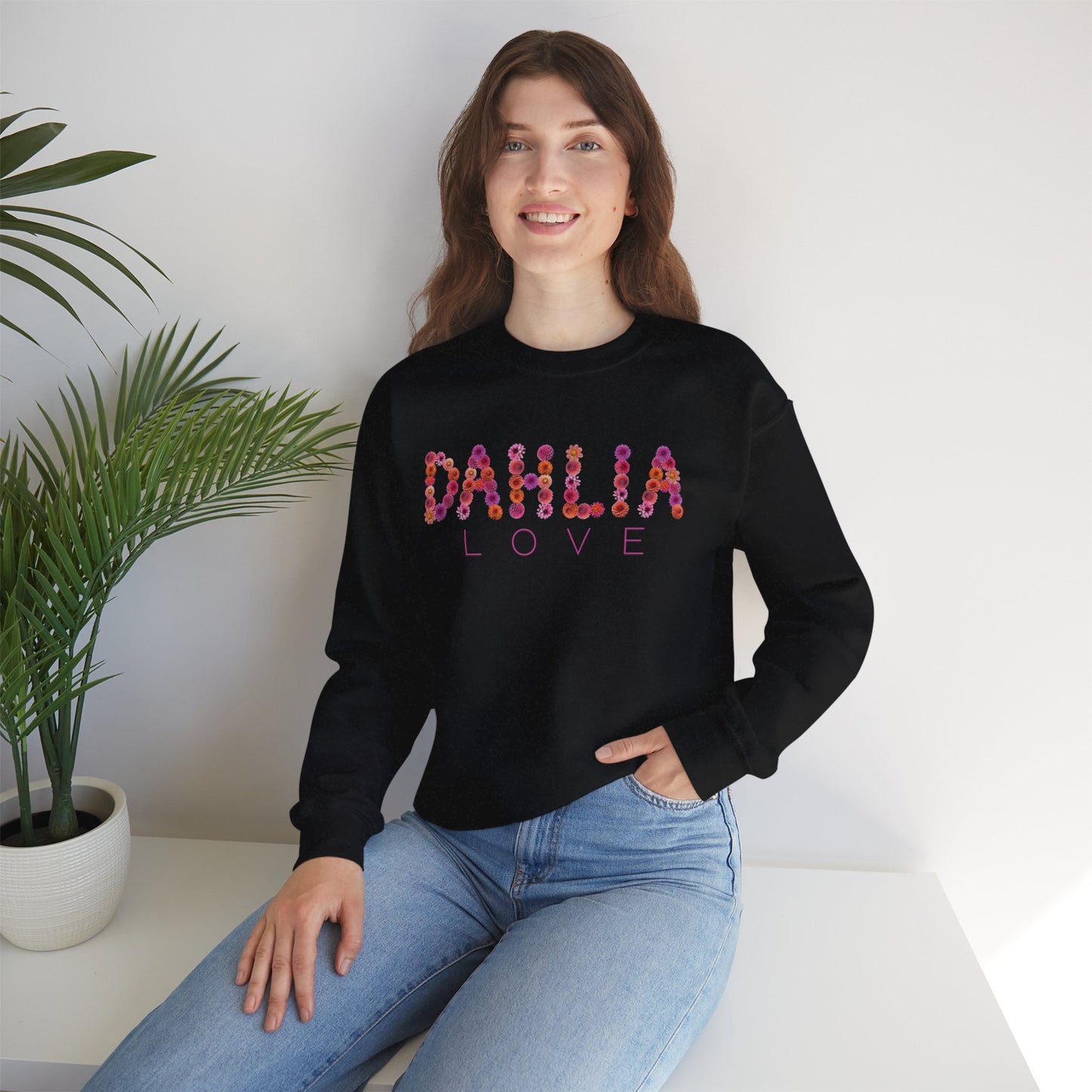Dahlia Love Sweatshirt - Cozy Floral Crewneck for Spring, Perfect Gift for Flower Lovers, Everyday Casual Wear, Mother's Day, Birthday