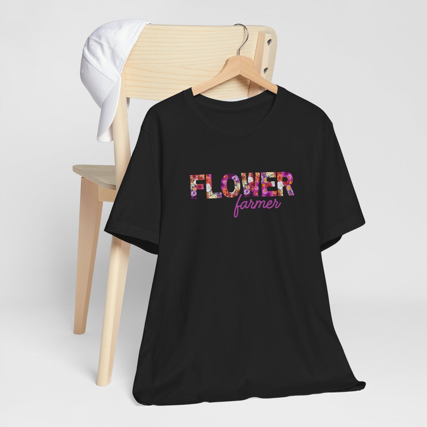 Dahlia Flower Farmer Unisex Tee, Floral Graphic Shirt, Gardening Gift, Spring Style T-Shirt, Nature Lover Apparel, Gifts for Gardeners