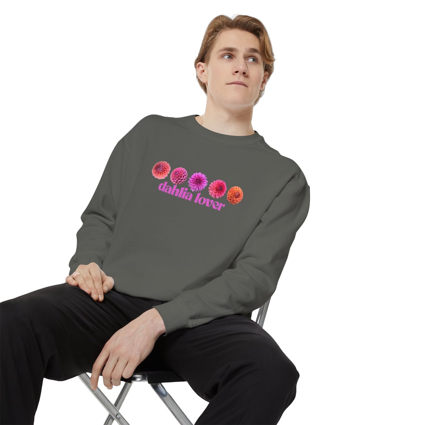 Dahlia Lover Sweatshirt - Cozy Unisex Garment-Dyed Crewneck, Perfect Gift