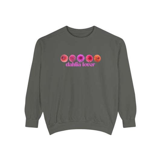 Dahlia Lover Sweatshirt - Cozy Unisex Garment-Dyed Crewneck, Perfect Gift