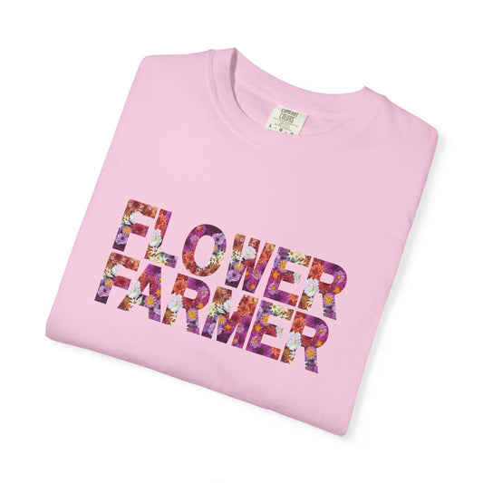 Dahlia Flower Farmer T-shirt, Unisex Garment-Dyed Tee