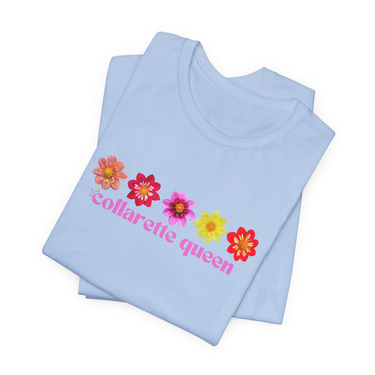 Floral Dahlia Collarette Queen Tee, Vibrant Unisex T-Shirt for Spring, Summer Outfits, Gifts for Plant Lovers, Casual Wear, Everyday Style
